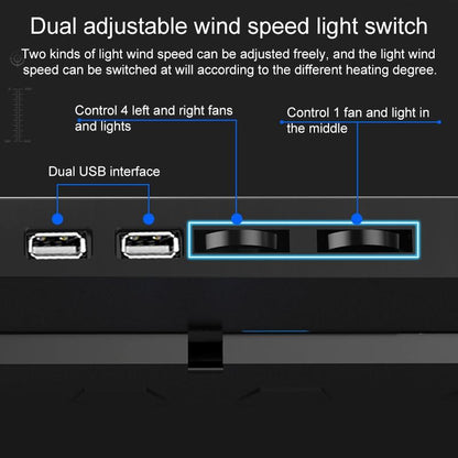 5-core Dual Port Laptop Stand with Cooling Fan - Blue