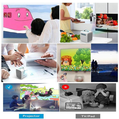 10W Children Video Projector - 30 Lumens Hd 1080P Lcd Technology Supports Av / Usb / Mini Sd / Hdmi / Audio - White - Blue