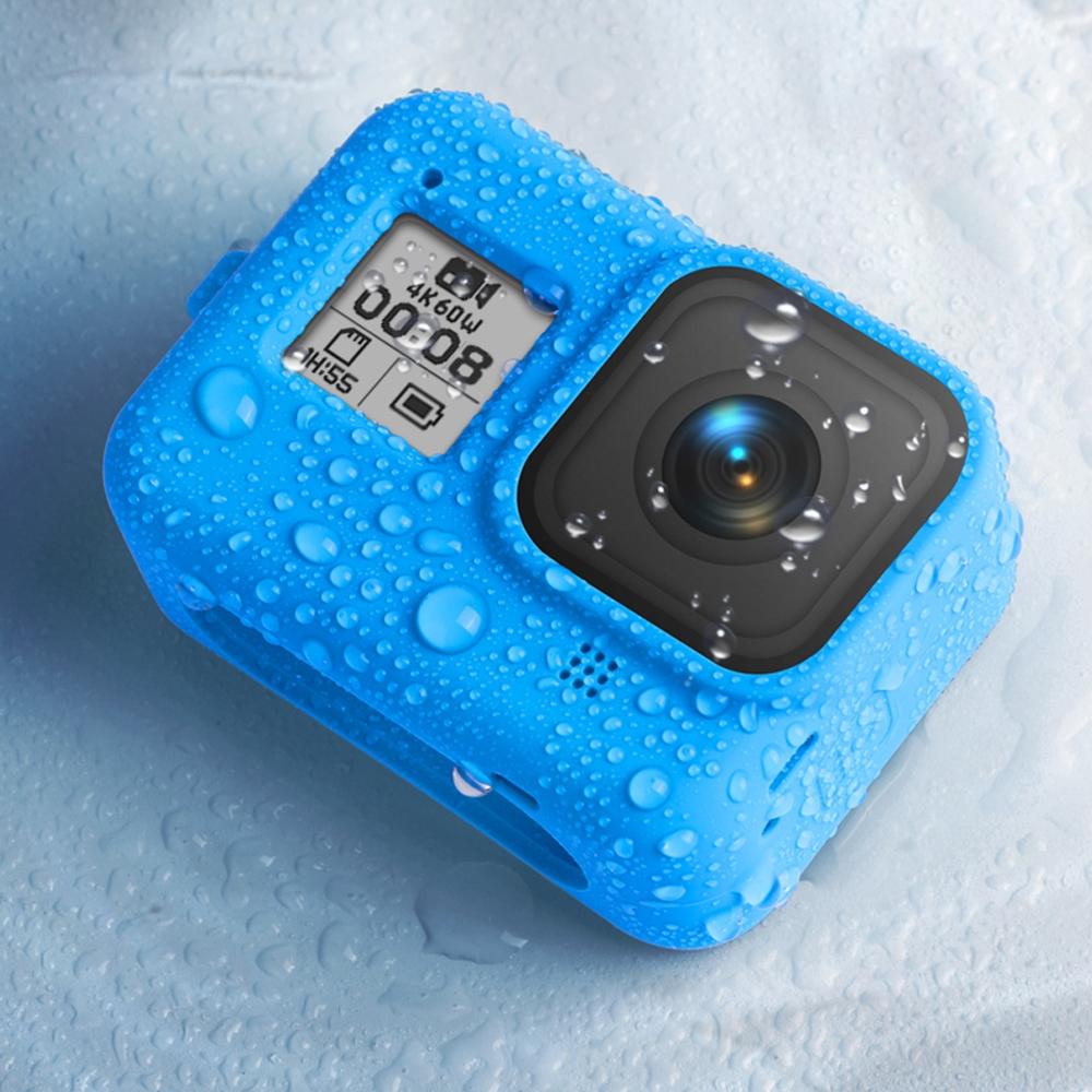 Gopro Hero8 Silicone Case with Wrist Strap - Protective Cover - Blue