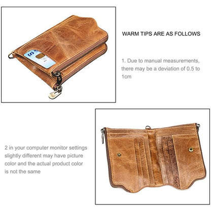 Leather Wallet with Rfid Protection and Strap - Card Slots - Blue