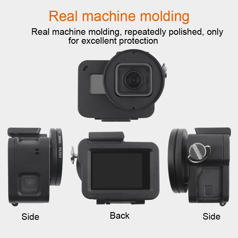 Aluminum Protective Cage with Insurance Frame and 52mm Uv Lens for Gopro Hero7 / 6 / 5 - Blue