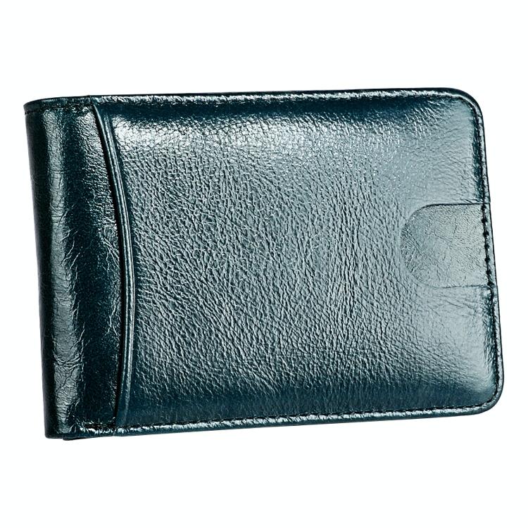 Leather Rfid Billfold Wallet - Mini Size - Blue