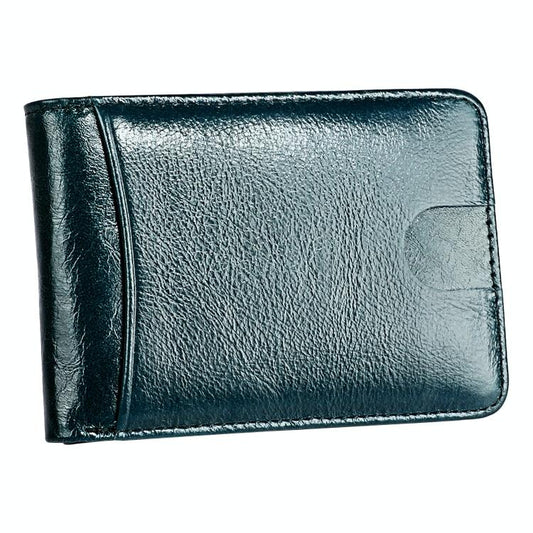 Leather Rfid Billfold Wallet - Mini Size - Blue