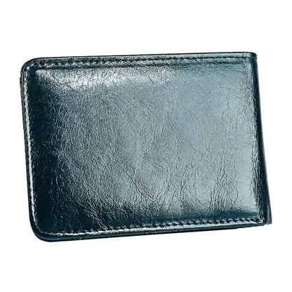 Leather Rfid Billfold Wallet - Mini Size - Blue