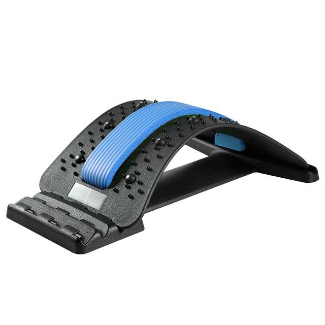 Back Pain Relief Device Lumbar Traction Stretcher - Black Blue