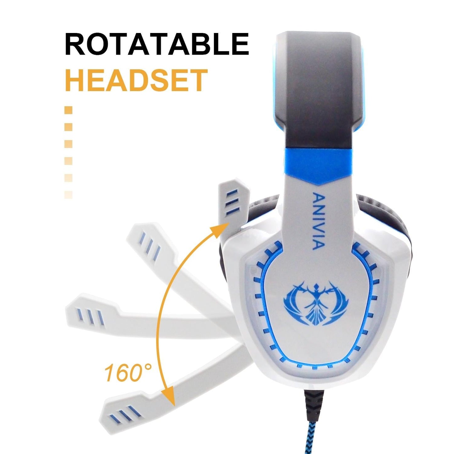 3.5Mm Noise-Canceling Gaming Headset With Retractable Mic 2M Cable - Black Blue