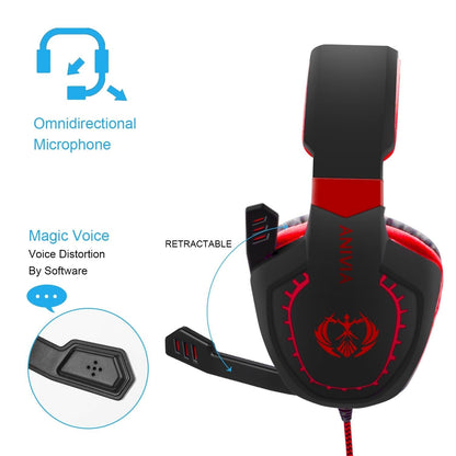 3.5Mm Noise-Canceling Gaming Headset With Retractable Mic 2M Cable - Black Blue
