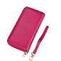 Leather Rfid Card Holder Wallet with Hand Strap - Magenta