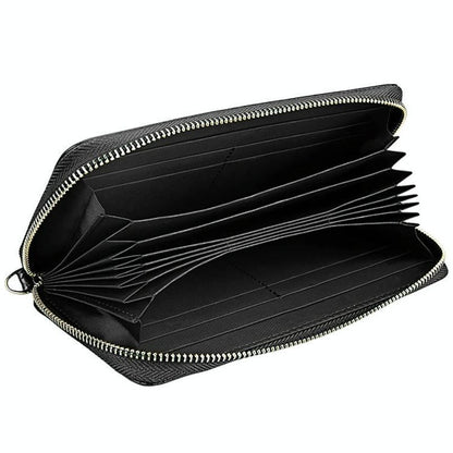 Leather Rfid Card Holder Wallet with Hand Strap - Magenta