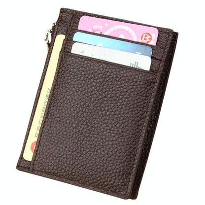Leather Rfid Blocking Card Holder Wallet - 11x8x1.5cm - Magenta