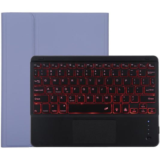 Bluetooth Tablet Case For Ipad 10.2 / Ipad Air 2019 With Touch Pad & Backlight & Pen Holder - Detachable Microfiber Leather - Purple