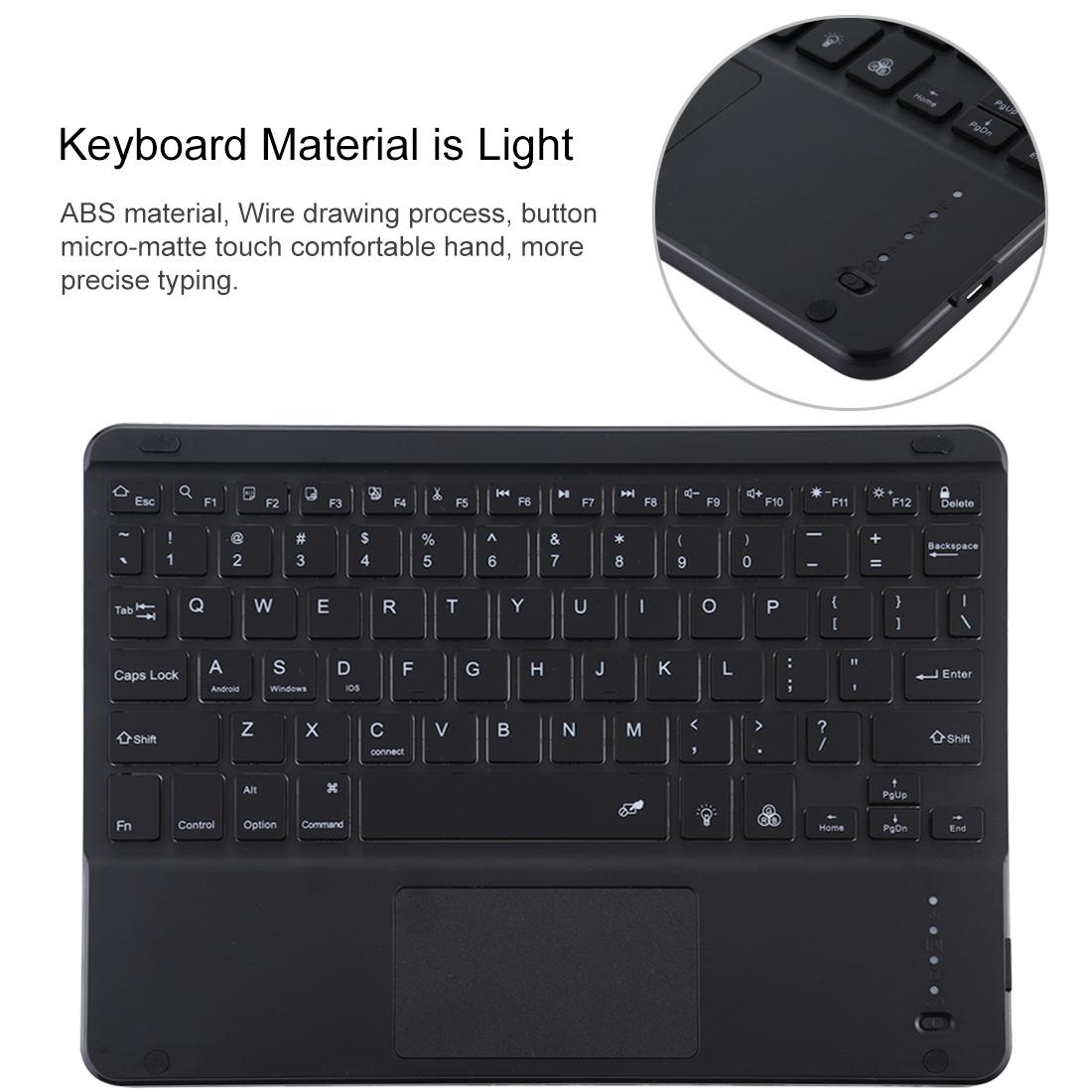 Bluetooth Tablet Case For Ipad 10.2 / Ipad Air 2019 With Touch Pad & Backlight & Pen Holder - Detachable Microfiber Leather - Purple