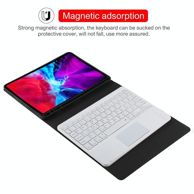 Bluetooth Tablet Case For Ipad Pro 11 With Touchpad & Pen Slot - Detachable Microfiber Leather - Purple