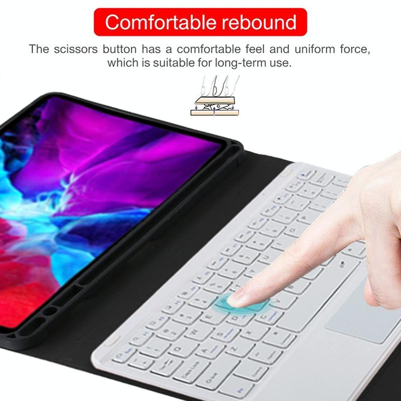 Bluetooth Tablet Case For Ipad Pro 11 With Touchpad & Pen Slot - Detachable Microfiber Leather - Purple