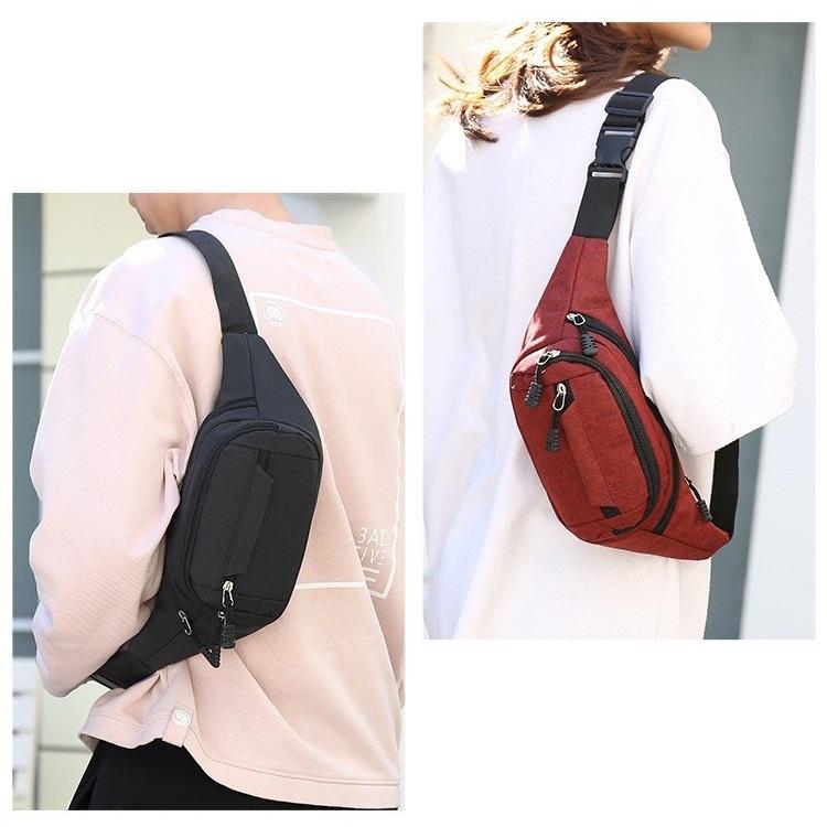 Waterproof Multi Pocket Chest Bag For Sports - Purple