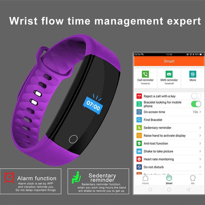 Waterproof Tft Smart Bracelet With Call / Heart / Sleep / Bp Monitoring And Sedentary Reminder - Purple