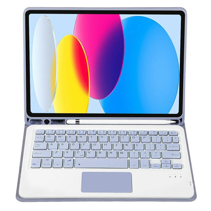 2022 Ipad 10.9 Lambskin Bluetooth Keyboard Case With Pen Slot - Purple