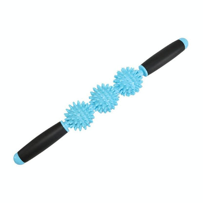 Triple Hedgehog Balls Massage Stick For Neck Leg And Hand Yoga Health Care - Purple