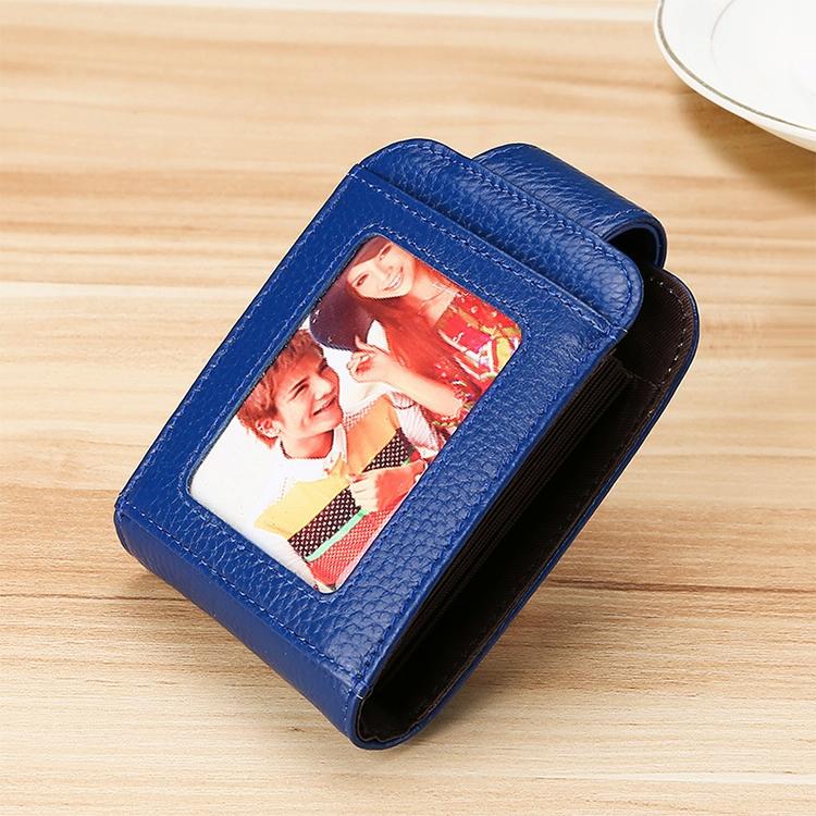 Women Vertical Cowhide Leather Rfid Wallet - Purple