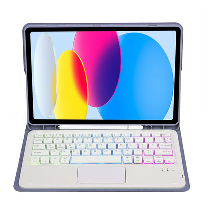 2022 Ipad 10.9 Lambskin Keyboard Case With Backlight & Pen Slot - Purple