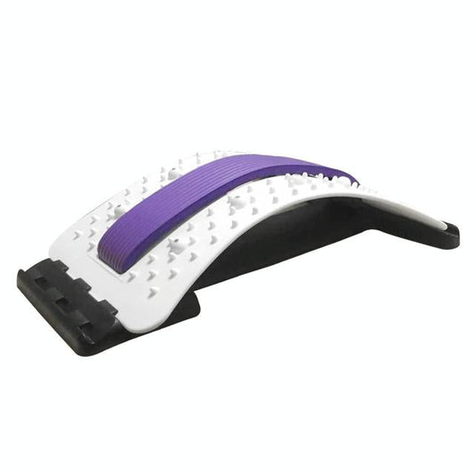 Back Pain Relief Device Lumbar Traction Stretcher - White + Purple
