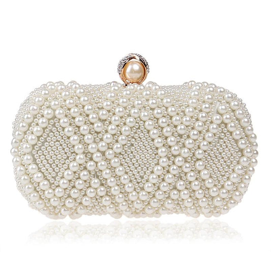 Party Pearl Handbag Women Fashion Crossbody For Banquets & Events - Beige
