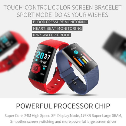Waterproof Smart Bracelet With Step Heart And Sleep Monitoring - Ip67 - Red