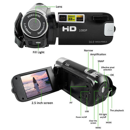16Mp Hd Digital Camera With 16X Zoom For Home And Travel - Red