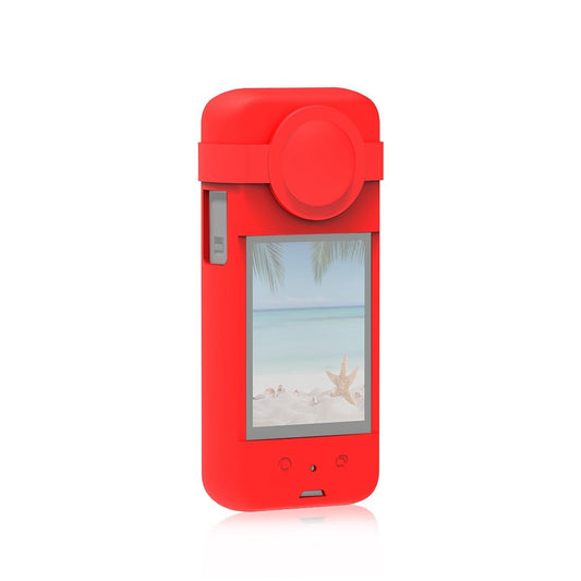 Silicone Protective Case with Lens Cover for Insta360 X3 - Red