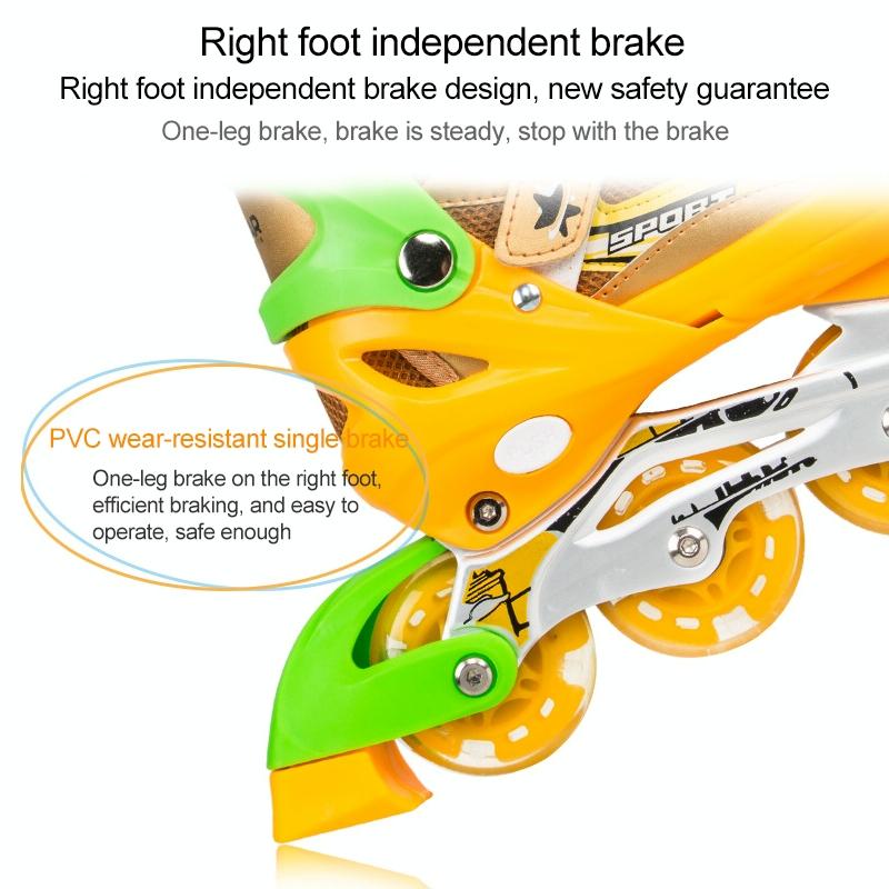Adjustable Kids Roller Skates Set - Single Flash Wheels - Size S - Red