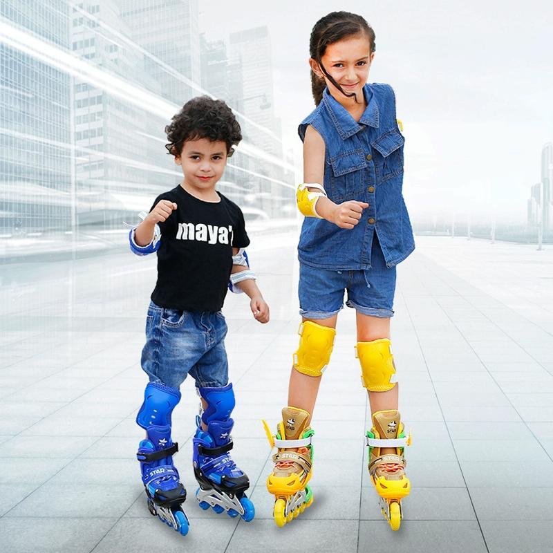 Adjustable Kids Roller Skates Set - Single Flash Wheels - Size S - Red