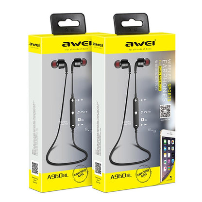 Wireless Sport Bluetooth Earphones with In-line Control - Black - Red