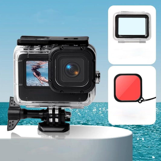 Waterproof Touch Case with Colour Lens Filter for Gopro Hero10 / Hero9 - Red