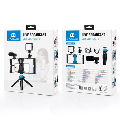 Vlogging Live Broadcast Kit With Led Fill Light Microphone Tripod Mount & Cold Shoe Head - Red