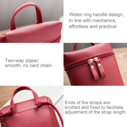 Simple Casual Shoulder Messenger Bag Small Crossbody Bucket Bag For Women - Red