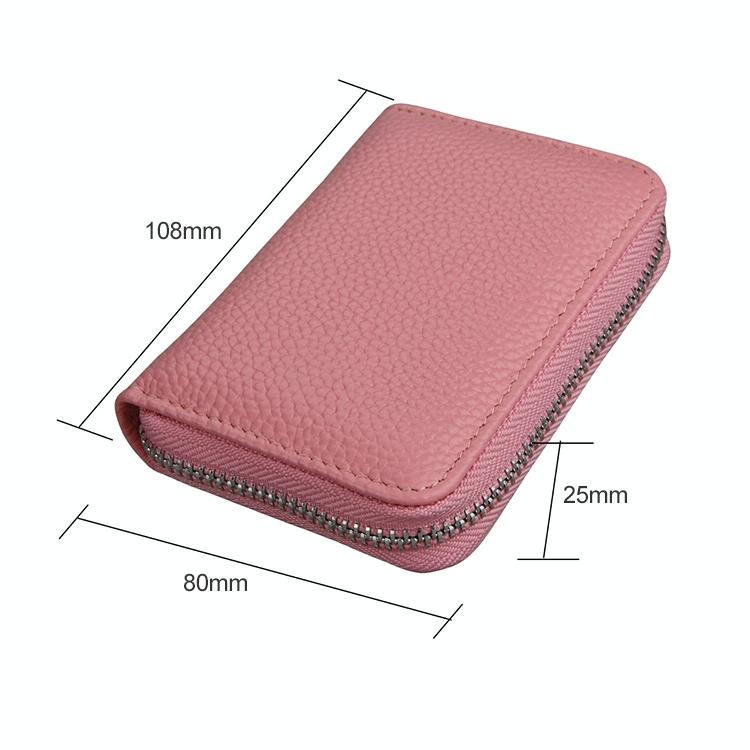 Anti-magnetic Rfid Leather Zip Wallet - Zipper Closure - Red
