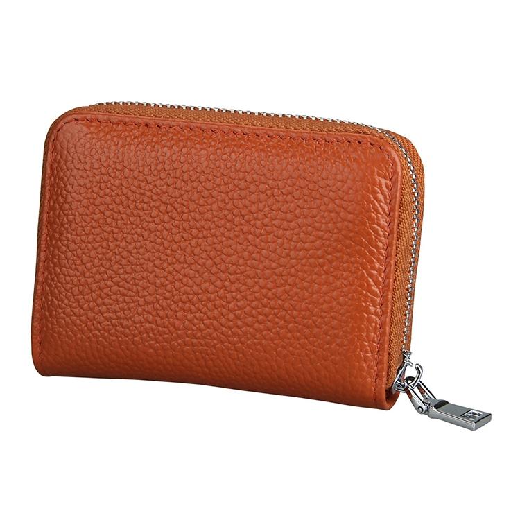 Anti-magnetic Rfid Leather Zip Wallet - Zipper Closure - Red