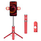 Bluetooth Remote Selfie Stick with Dual Fill Light and Tripod - Red