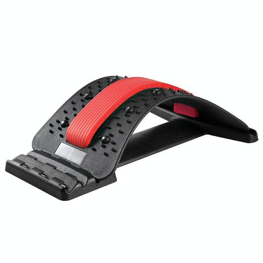 Back Pain Relief Device Lumbar Traction Stretcher - Black Red