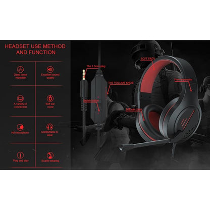 3.5Mm Noise-Canceling Gaming Headset With Retractable Mic - Black Red