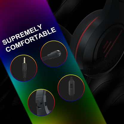 3.5Mm Noise-Canceling Gaming Headset With Retractable Mic - Black Red