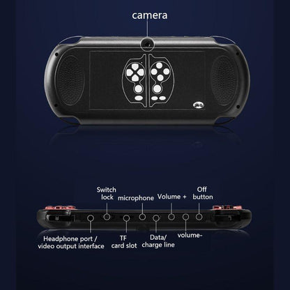 Retro Classic Handheld Game Console With 5.1 Hd Screen & 8G Memory - Supports Mp4 / Ebook - Blue + Red
