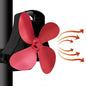 4-Blade Heat Powered Fireplace Stove Fan - Aluminum - Rose Red