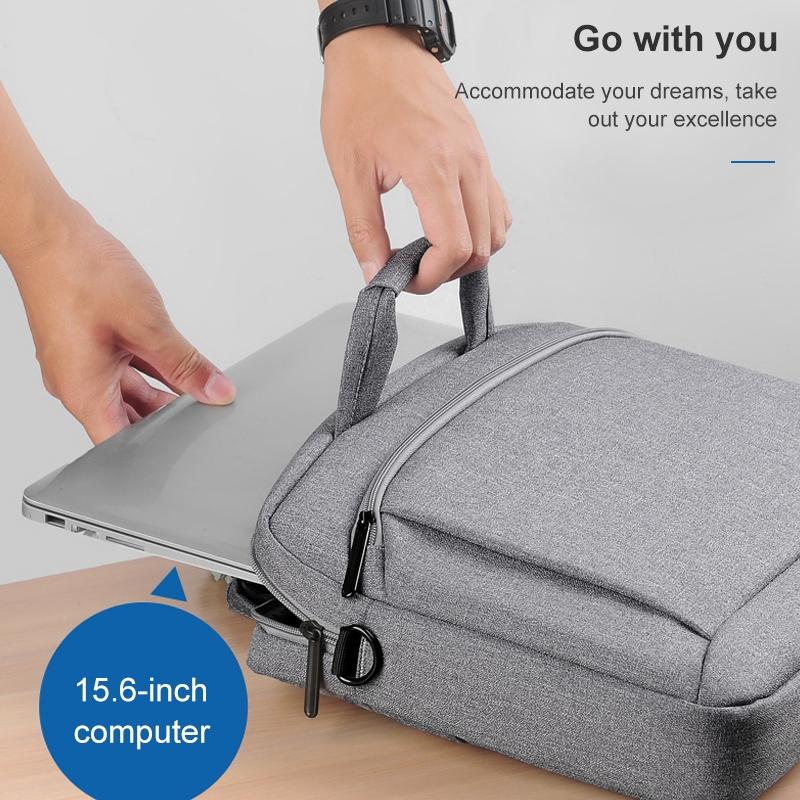Portable 15 Inch Laptop Leather Handbag For Business Briefcase - Wine Red