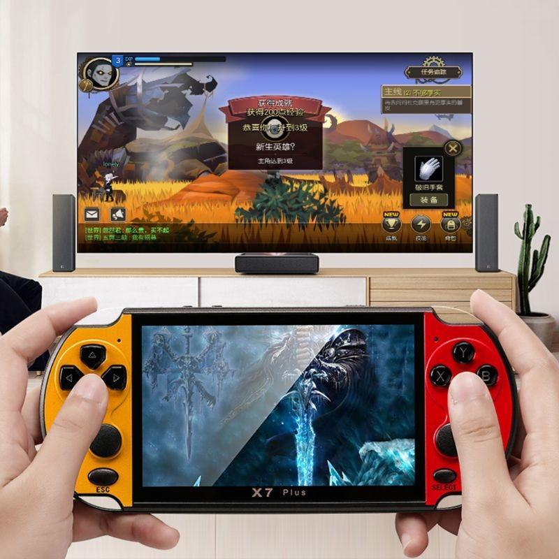 Retro Classic Handheld Game Console With 5.1 Hd Screen & 8G Memory - Supports Mp4 / Ebook - Yellow + Red