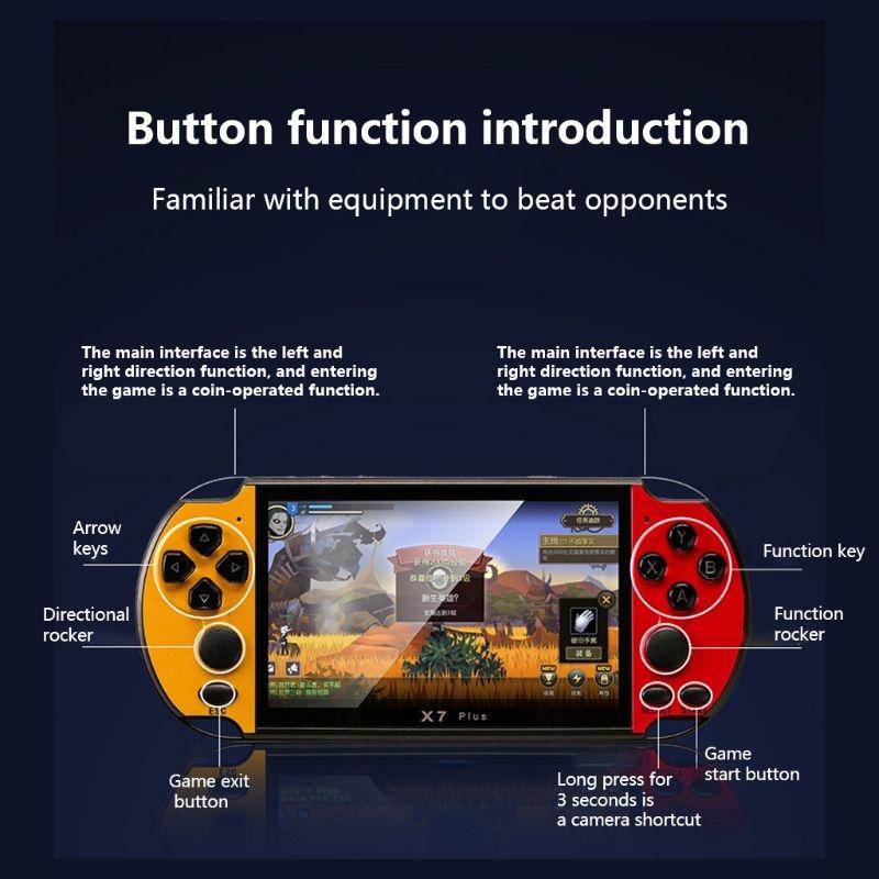 Retro Classic Handheld Game Console With 5.1 Hd Screen & 8G Memory - Supports Mp4 / Ebook - Yellow + Red
