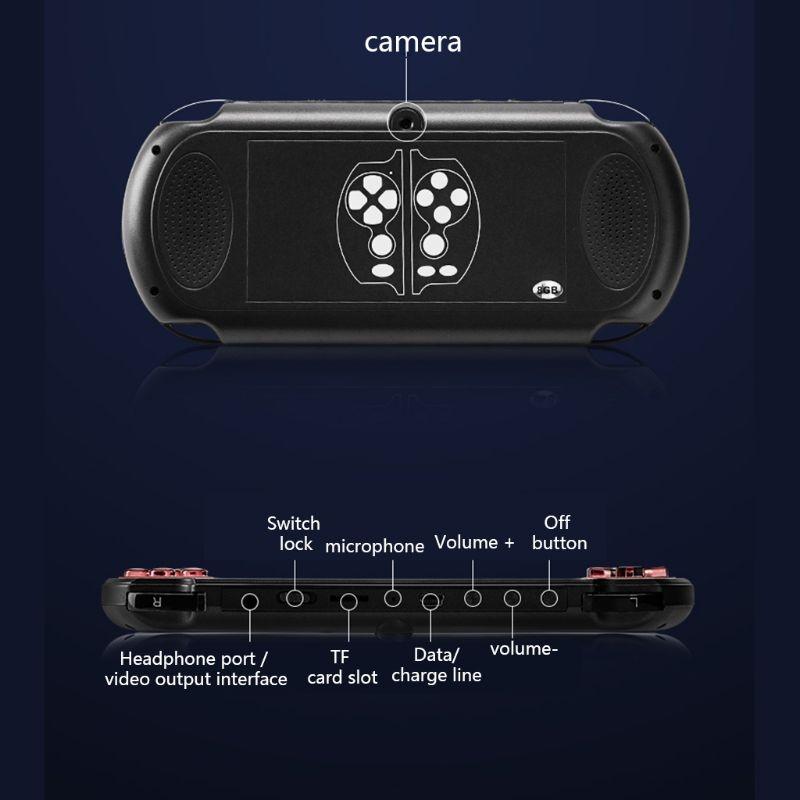 Retro Classic Handheld Game Console With 5.1 Hd Screen & 8G Memory - Supports Mp4 / Ebook - Yellow + Red
