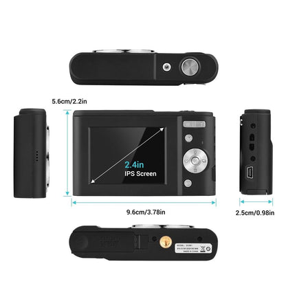 36mp 2.7k Full Hd Digital Camera with 16x Zoom for Children - 2.4 Inch Screen - Silver