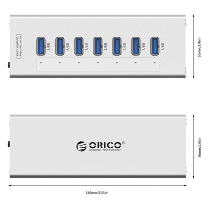 7-Port Aluminum Usb 3.0 Hub For Laptops - Silver