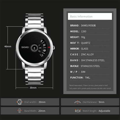 Stylish 30m Waterproof Quartz Watch with Stainless Steel Band - Silver